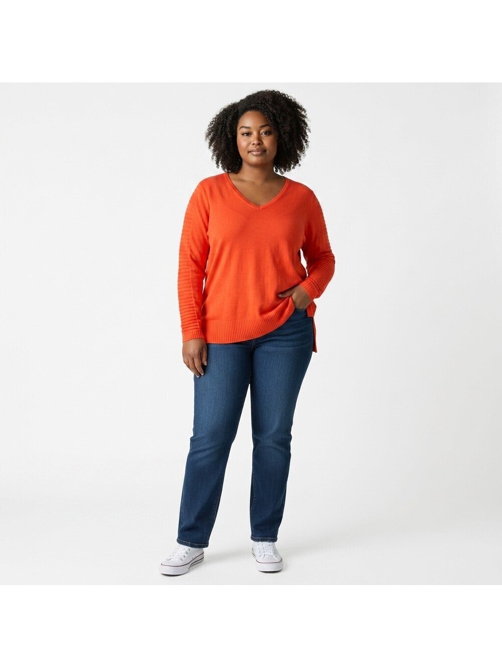 Cupio Sweater Pullover Women 2X Plus Red Knit V-Neck Long Sleeve Soft Cozy